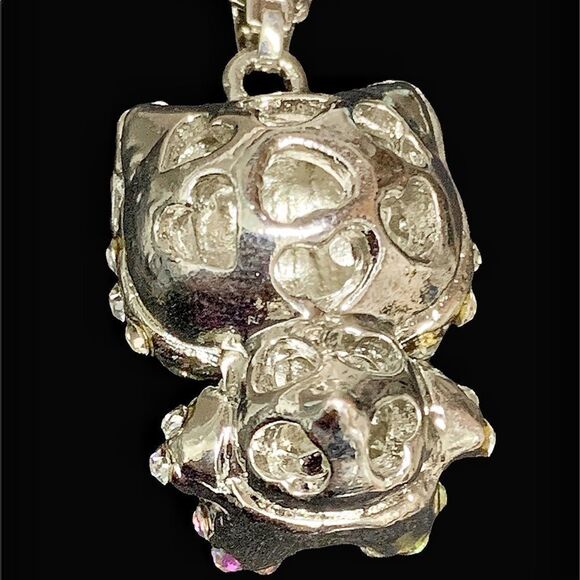 Hello kitty crystal pendant necklace pink bow 18” chain pendant 1” x .75” sweet - Picture 3 of 8